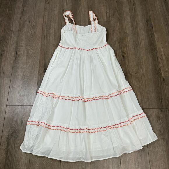 J Crew Scalloped Trim Sleeveless Flowy Midi Dress US Women's 10 New - Picture 3 of 9